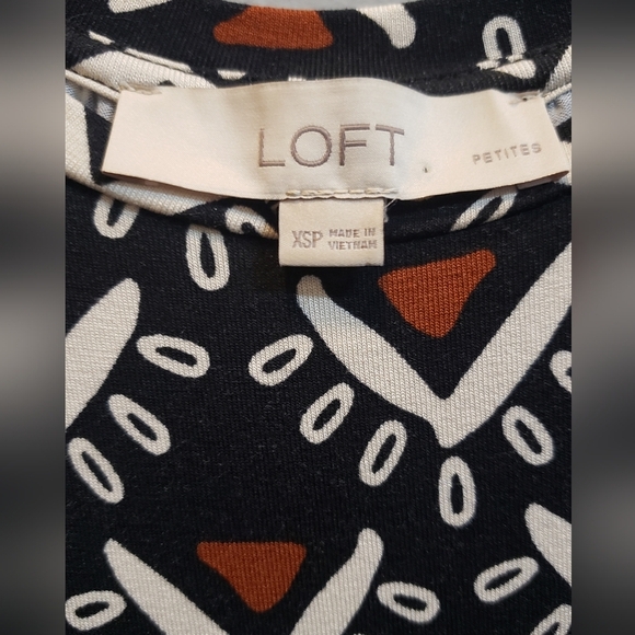 LOFT XS Petite Black, Cream and Rust Swing Dress - Picture 4 of 5